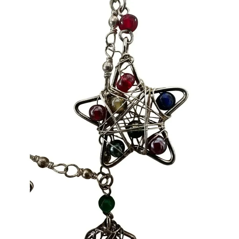 Artisan Wire-Wrapped Christmas Tree & Star Necklace